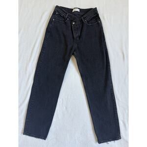 Abercrombie & Fitch The Dad High Rise Jeans Womens Black Criss Cross Size 6R